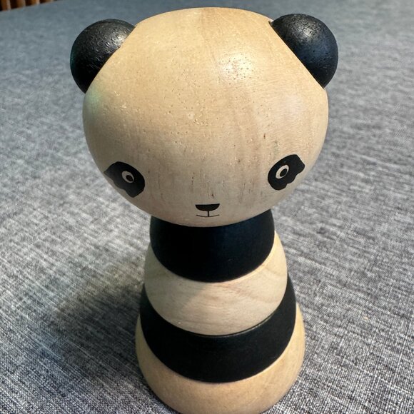 WEE GALLERY Wood Stacker - Panda - Classic Learning Toy for Ages 18 mo and Up - Picture 3 of 5